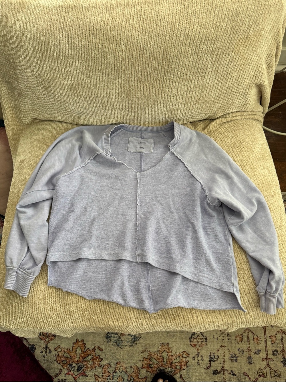 Pilcro Anthropologie Lavender Distressed Sweatshirt - Picture 4 of 11